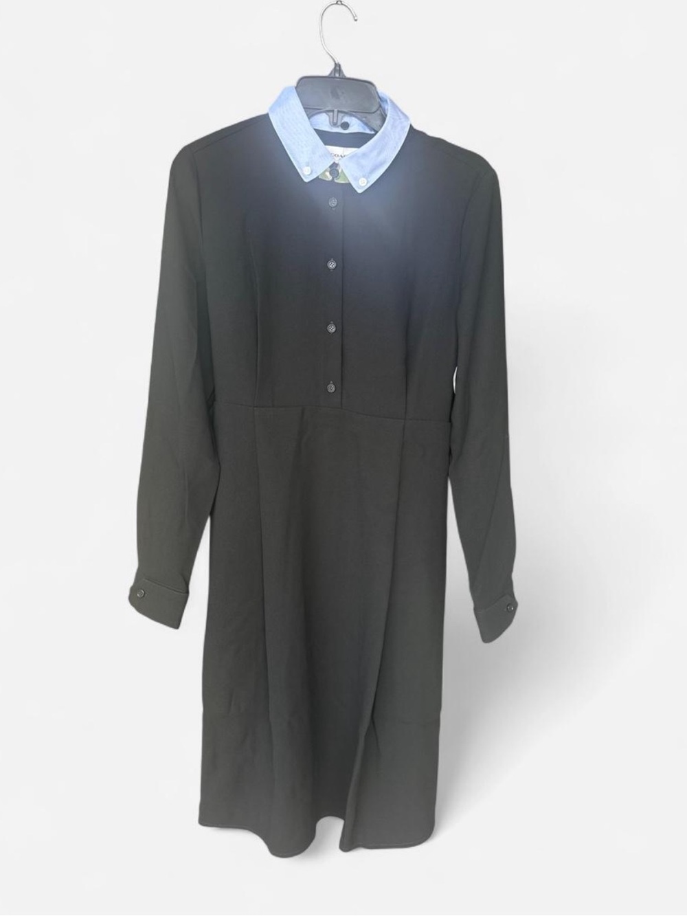 Coach Black Long Sleeve Dress with Light Blue Collar